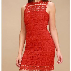 Lulus Pay Tribute Red Crochet Lace Dress